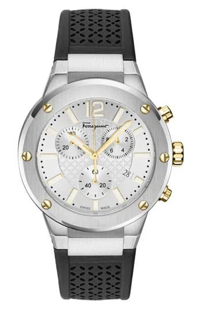 FERRAGAMO FERRAGAMO SILICONE STRAP CHRONOGRAPH WATCH, 42MM