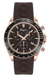 Ferragamo Silicone Strap Chronograph Watch, 43mm In Ip Rose Gold