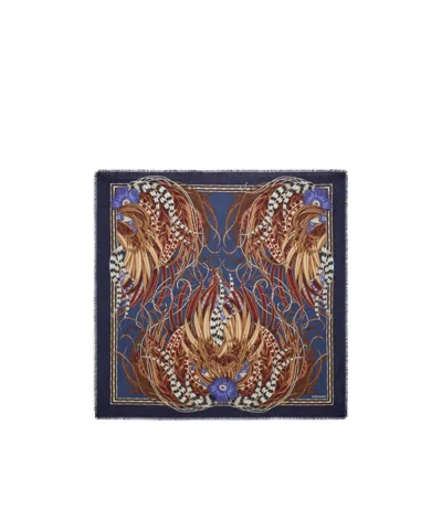 Ferragamo Silk And Cashmere Scarf In Blue