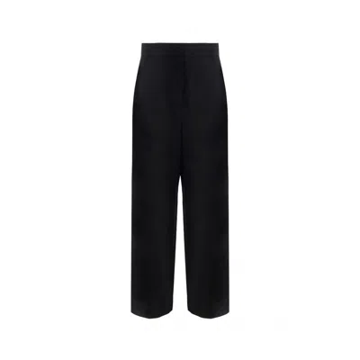 Ferragamo Silk And Linen Pants In Black