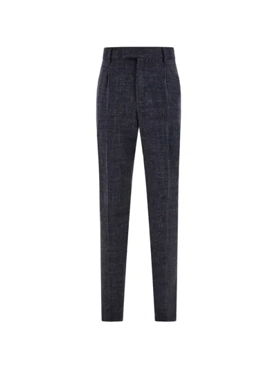 Ferragamo Silk And Wool Tailored Trousers In Black