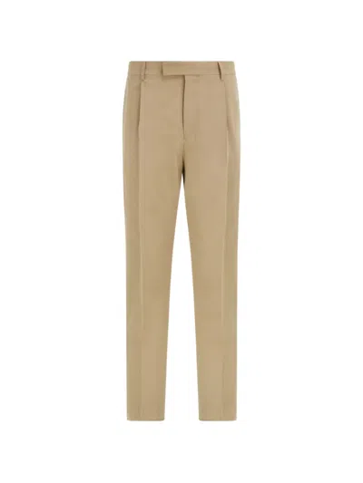 Ferragamo Silk And Wool Tailored Trouser In Neutral