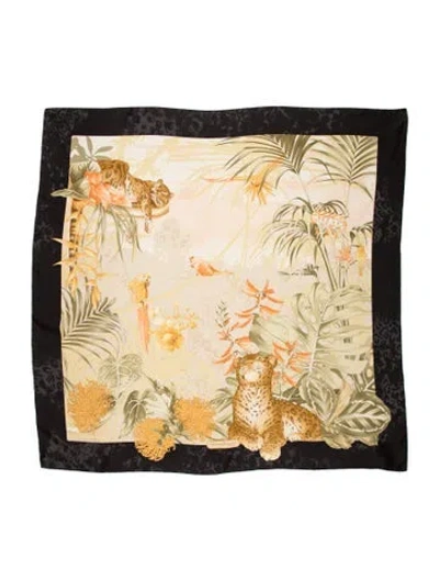Pre-owned Ferragamo Silk Animal Print Scarf W/ Tags In Neutrals