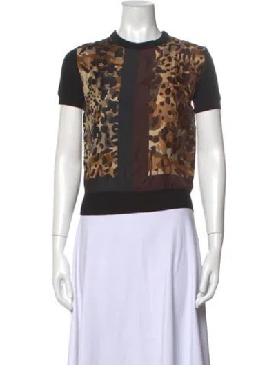 Pre-owned Ferragamo Silk Animal Print Top In Black