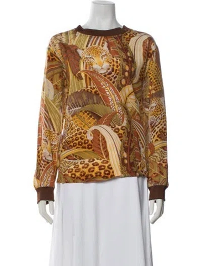Pre-owned Ferragamo Silk Animal Print Top In Multi