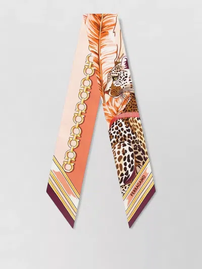 Ferragamo Silk Bandeau Felindra Print Gancini Reversible In Multi