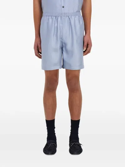 Ferragamo Silk Bermuda Shorts In Blue