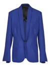 Ferragamo Silk Shantung Twin Button Blazer In Blue