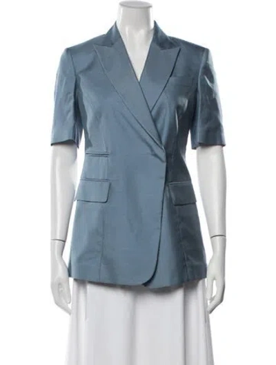 Pre-owned Ferragamo Silk Blazer W/ Tags In Blue