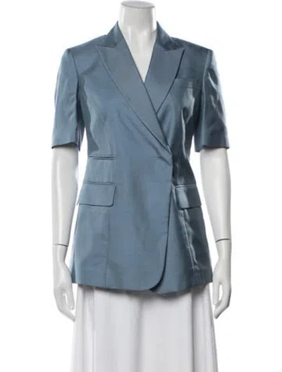 Pre-owned Ferragamo Silk Blazer W/ Tags In Blue