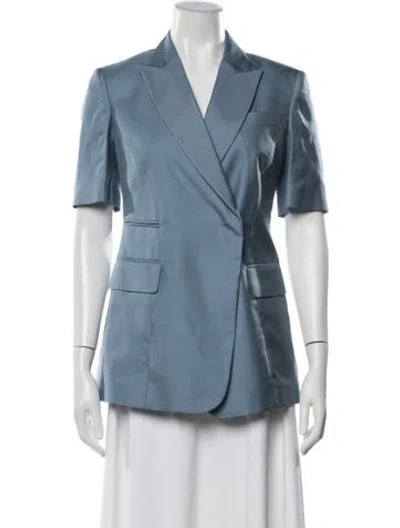 Pre-owned Ferragamo Silk Blazer W/ Tags In Blue