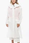 Ferragamo Silk Blend Chiffon Trenchcoat With Removable Hood In White