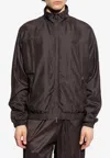 Ferragamo Silk-blend Lightweight Zip-up Jacket In Brown