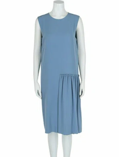 Pre-owned Ferragamo Silk Casual Dress W/ Tags In Blue