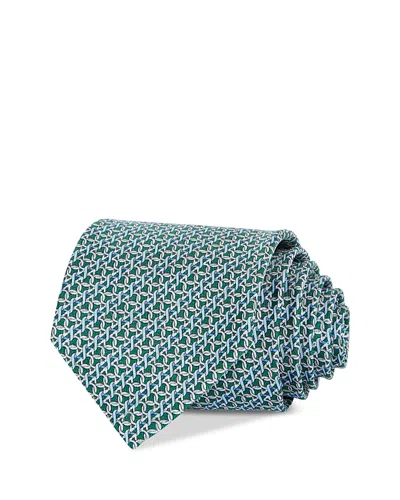 Ferragamo Silk Classic Chain Link Tie In Verde
