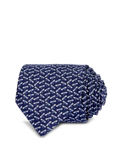 Ferragamo Silk Classic Dragonfly Tie In Navy