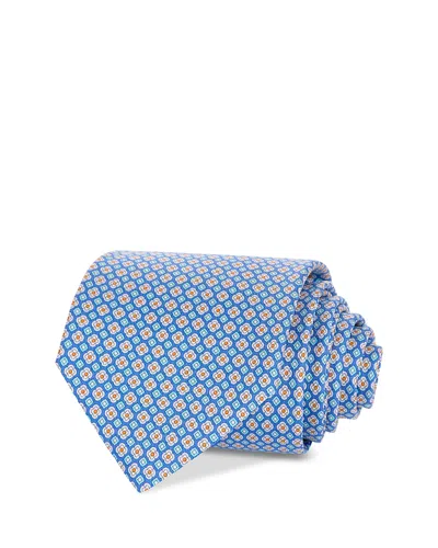 Ferragamo Silk Classic Floral Grid Tie In Azzurro