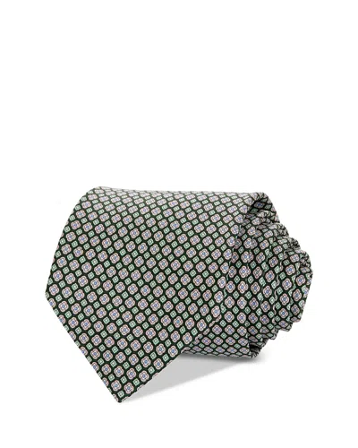 Ferragamo Silk Classic Floral Grid Tie In Verde