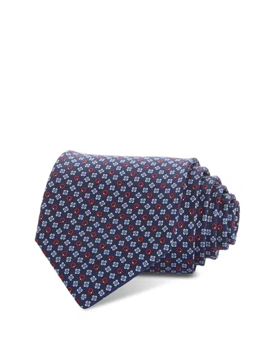 Ferragamo Silk Classic Gancini Floral Tie In Blue