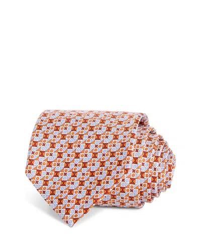 Ferragamo Silk Classic Gancini Grid Pattern In Orange