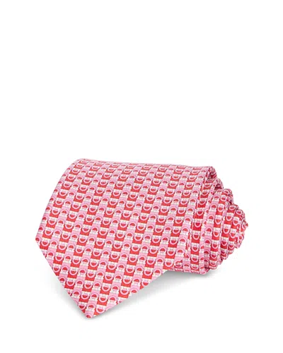 Ferragamo Silk Classic Gancini Grid Tie In Pink
