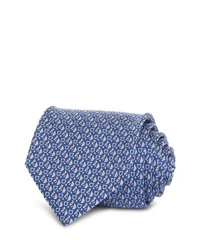Ferragamo Silk Classic Gancini Horse Tie In F.navy