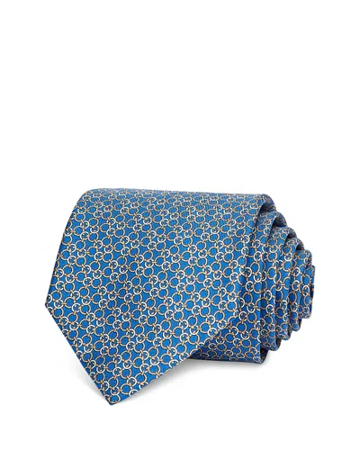 Ferragamo Silk Classic Gancini Link Tie In Blue