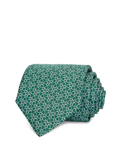 Ferragamo Silk Classic Gancini Link Tie In Green