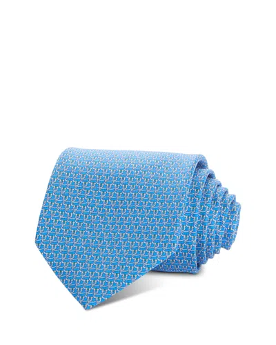 Ferragamo Silk Classic Gancini Link Tie In Blue