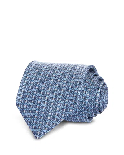 Ferragamo Silk Classic Gancini Link Tie In Blue