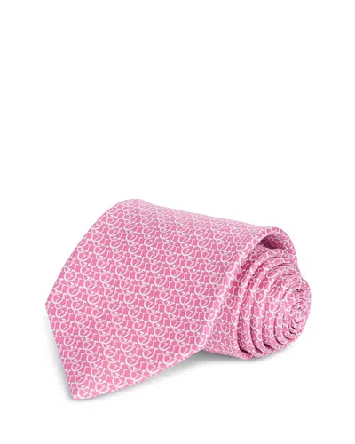 Ferragamo Silk Classic Gancini Link Tie In Pink