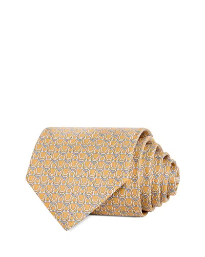 Ferragamo Silk Classic Gancini Link Tie In F.giallo