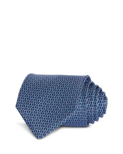 Ferragamo Silk Classic Gancini Link Tie In Metallic
