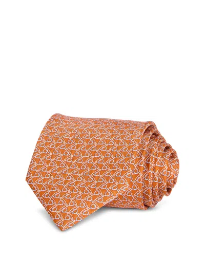 Ferragamo Silk Classic Gancini Safety Pin Tie In Orange