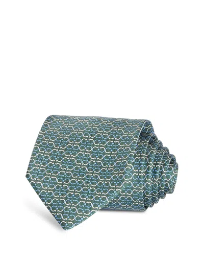 Ferragamo Silk Classic Gancini Tie In Green
