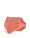 Ferragamo Men's Mirrored Gancini Printed Silk Tie In Orange