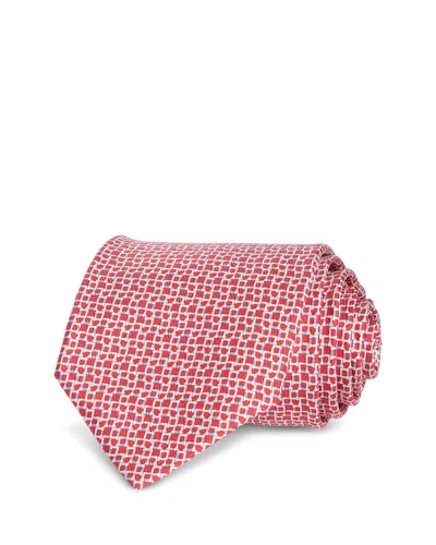 Ferragamo Silk Classic Grid Tie In Red