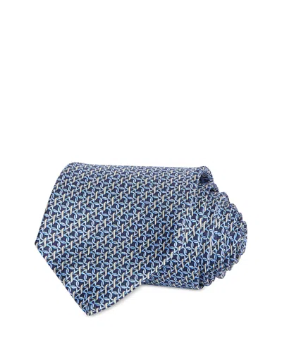 Ferragamo Silk Classic Link Tie In Blue