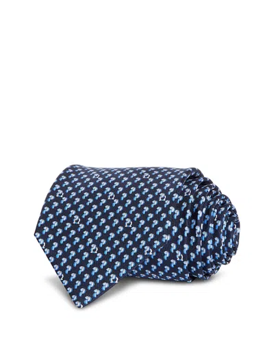Ferragamo Silk Classic Parrot Tie In Blue