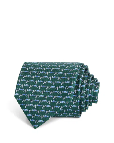 Ferragamo Silk Classic Race Car Tie In Metallic