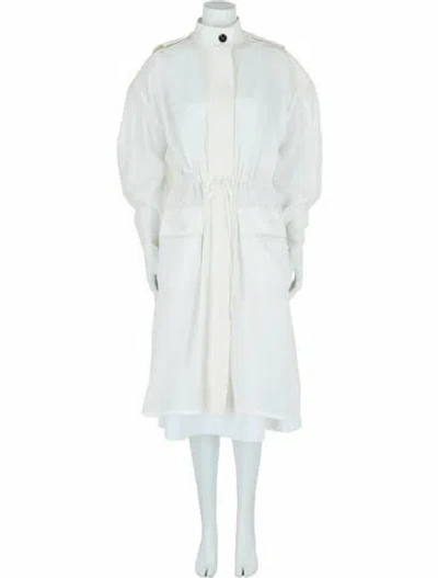Pre-owned Ferragamo Silk Coat W/ Tags In White