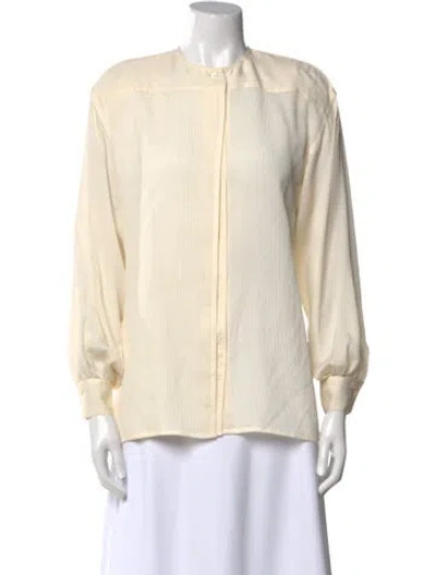 Pre-owned Ferragamo Silk Crew Neck Blouse In Neutral