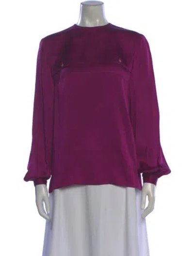 Pre-owned Ferragamo Silk Crew Neck Blouse In Purple