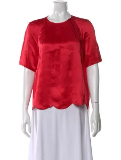 Pre-owned Ferragamo Silk Crew Neck Blouse In Red
