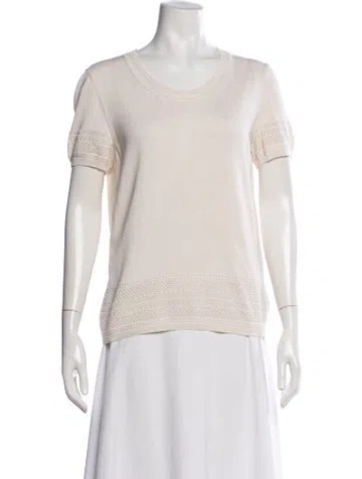 Pre-owned Ferragamo Silk Crew Neck Top In Neutral