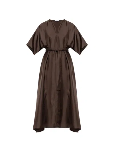 Ferragamo Silk Dress In Brown