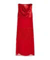 Ferragamo Silk Dress With Drape Detail In Red