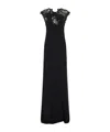 Ferragamo Silk Dress With Lace Detail In Black