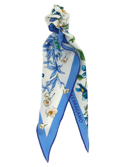 Ferragamo Light Blue Primavera Floral Scarf In Multi