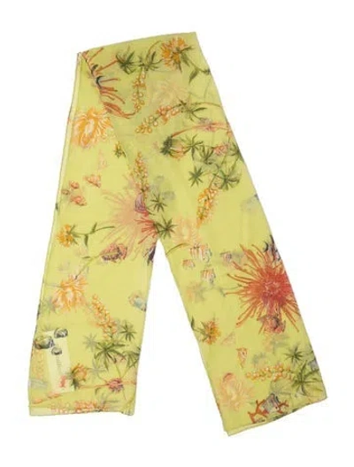 Pre-owned Ferragamo Silk Floral Print Bandana In Yellow